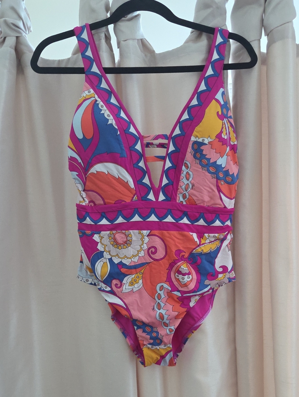 Trina Turk Pink Orange Blue Paisley One-Piece Swimsuit